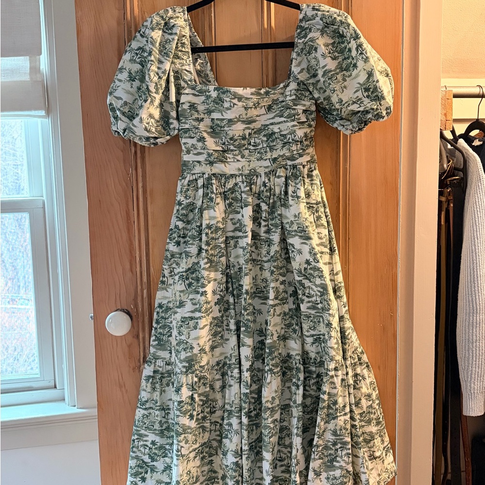 Abercrombie & Fitch Green Patterned Midi Dress